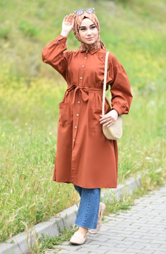 Buttoned Belted Tunic 1249-01 Tobacco 1249-01