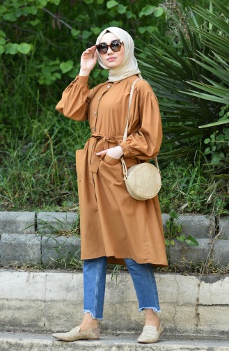 Buttoned Belted Tunic 1249-02 Mustard 1249-02