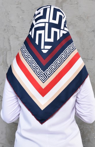 Patterned Twill Scarf 70107-07 Navy 70107-07