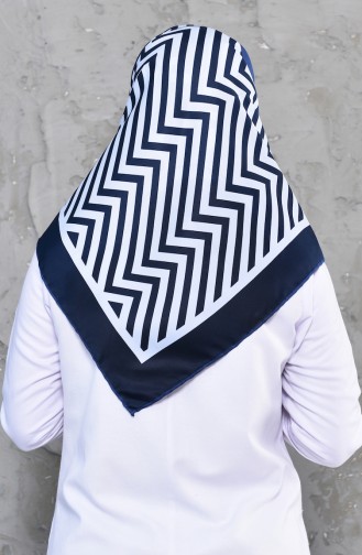 Patterned Twill Scarf 70109-01 Navy 70109-01