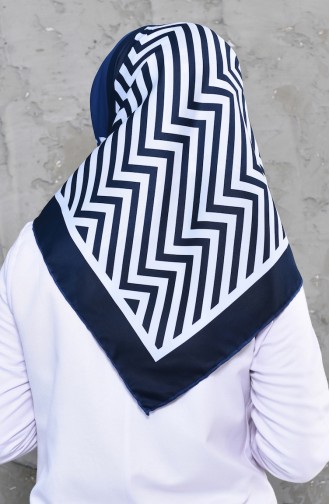 Patterned Twill Scarf 70109-01 Navy 70109-01