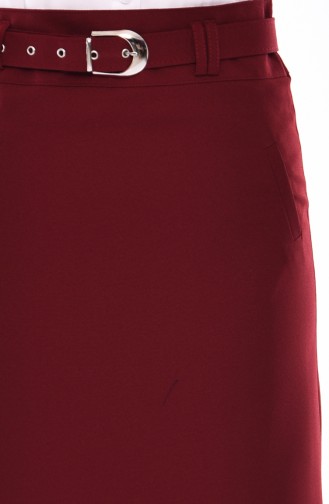 تنورة كلوش بتصميم حزام للخصر 0410-03 لون ارجواني 0410-03