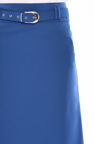 تنورة كلوش بتصميم حزام للخصر 0410-04 لون نيلي 0410-04