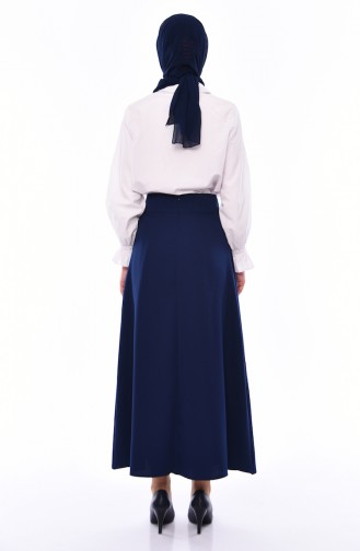 Button Detailed Skirt 0411-04 Navy 0411-04