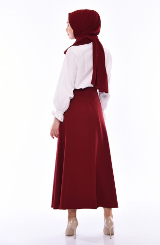 Button Detailed Skirt 0411-05 Bordeaux 0411-05