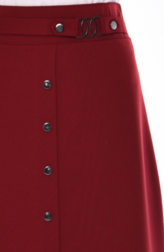 Button Detailed Skirt 0411-05 Bordeaux 0411-05