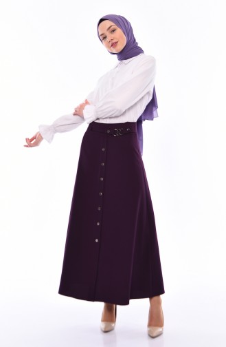 Button Detailed Skirt 0411-06 purple 0411-06