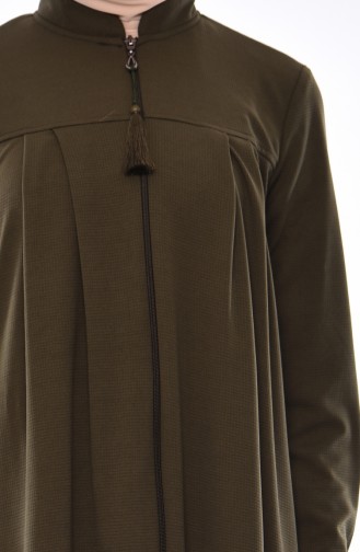 Pleated Abaya 7964-06 Khaki 7964-06