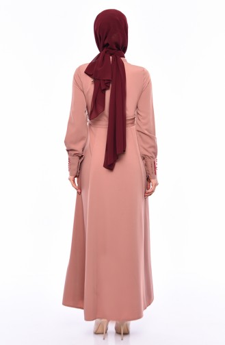 Pearly Belted Abaya 1374-02 Powder 1374-02