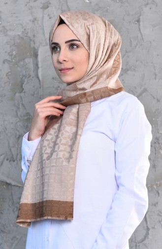 Karaca Monogram Şal Eşarp 90575-02 Sütlü kahve Kahverengi