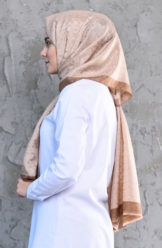 Karaca Monogram Şal Eşarp 90575-02 Sütlü kahve Kahverengi