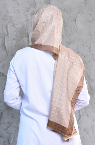 Karaca Monogram Şal Eşarp 90575-02 Sütlü kahve Kahverengi