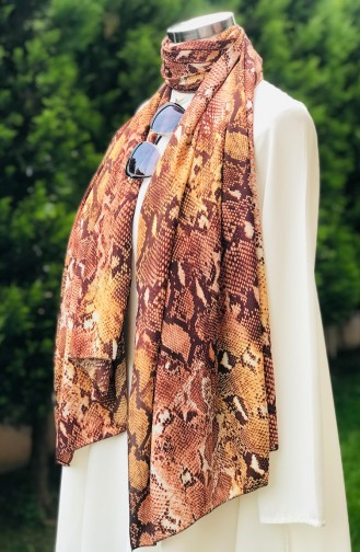 Patterned Crepe Shawl 52761-01 Brown 52761-01