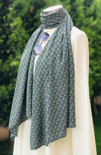 Patterned Crepe Shawl 52773-01 Green 52773-01
