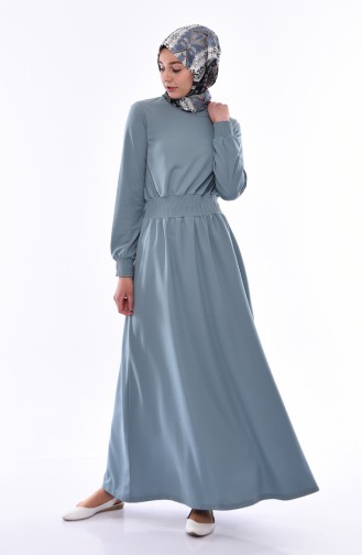 Unreife Mandelgrün Hijab Kleider 4008-03