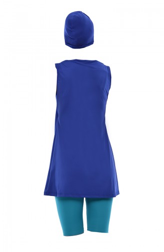 Saks-Blau Hijab Badeanzug 402-01