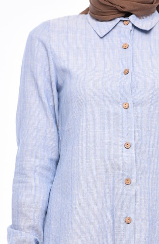 Buttoned Linen Tunic 5413-02 Blue 5413-02