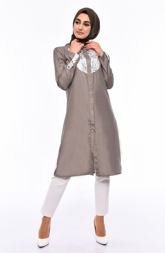 Sequin Detailed Tunic 1269-01 Gray 1269-01
