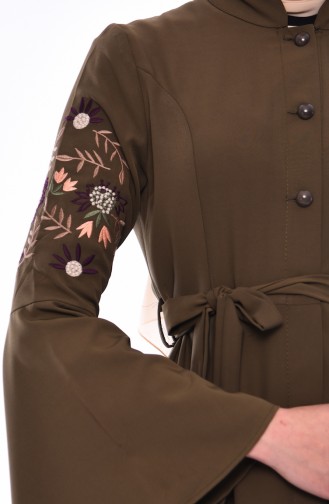 Sleeve Embroidery Tunic 1379-01 Khaki 1379-01