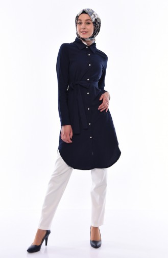 Belted Button Tunic 1393-03 Navy 1393-03