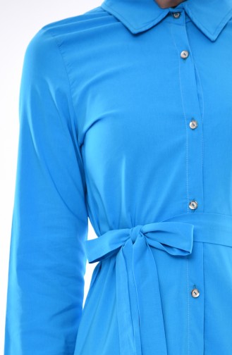 Belted Button Tunic 1393-04 Turquoise 1393-04