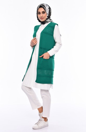 Gilet Tricot avec Poches 4124-15 Vert 4124-15