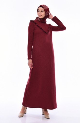 Claret Red Hijab Dress 2992-04