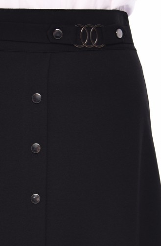 Button Detailed Skirt 0411-03 Black 0411-03