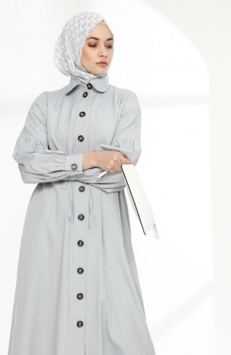 Arm Detailed Shirred Coat 9035-12 Grey 9035-12