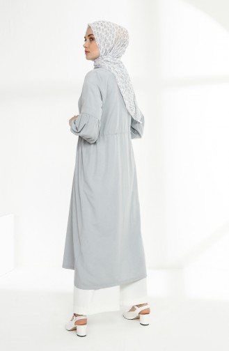 Arm Detailed Shirred Coat 9035-12 Grey 9035-12