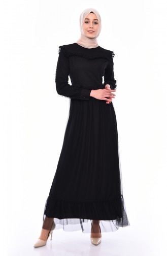 Ruffled Tulle Dress 81707-04 Black 81707-04