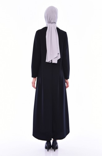 Navy Blue Hijab Dress 0286-01