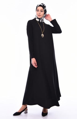 Schwarz Hijab Kleider 0286-02