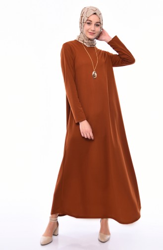 Zimtfarbig Hijab Kleider 0286-03