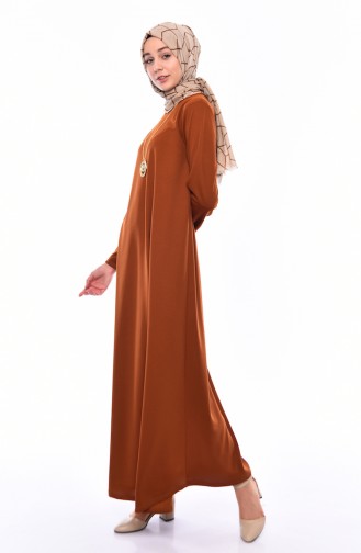 Zimtfarbig Hijab Kleider 0286-03