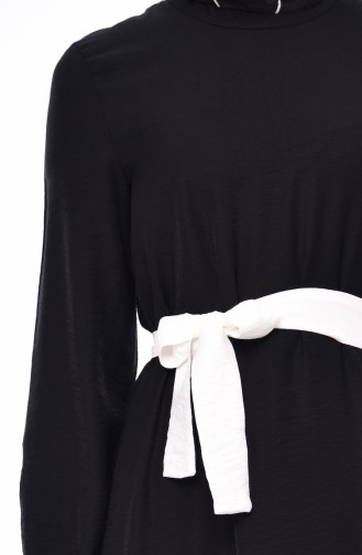 Eteği Büzgülü Elbise 5696-03 Siyah