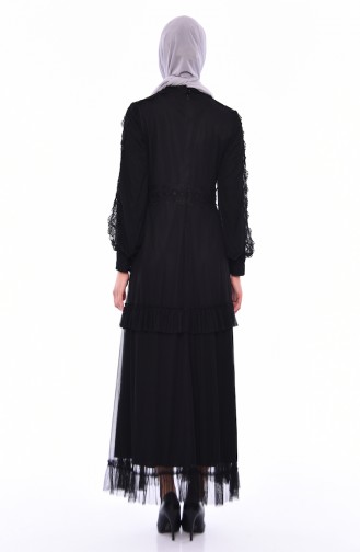 Schwarz Hijab Kleider 8135-01
