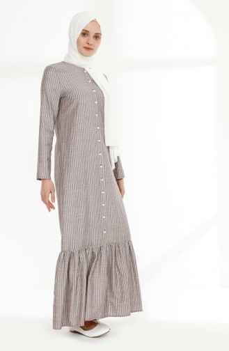 Cotton Dress with Gathered Skirt 5049-06 Burgundy 5049-06