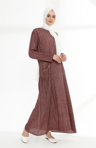 Beige-Rose Hijab Kleider 9047-07