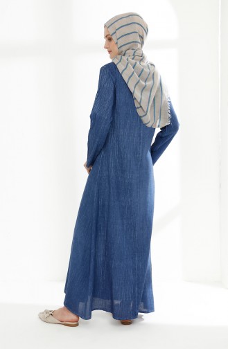 Cotton Gauze Fabric Pocket Dress 9023-04 Indigo 9023-04