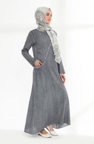 Grau Hijab Kleider 9023-05