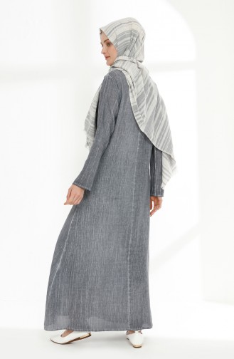 Cotton Gauze Fabric Pocket Dress 9023-05 Gray 9023-05