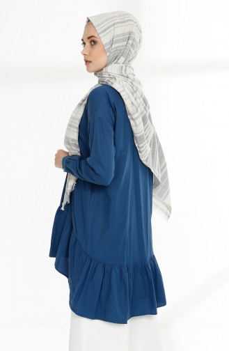 Platted Asymmetric Tunic 9014-01 Indigo 9014-01