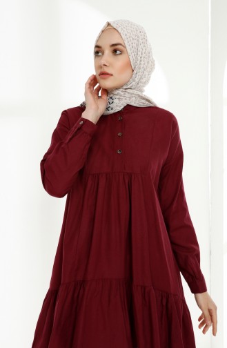 Büzgülü Asimetrik Tunik 9014-07 Bordo