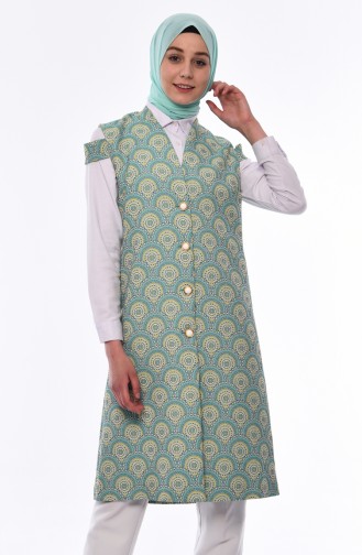 Patterned Vest 1275-01 Almond Green 1275-01