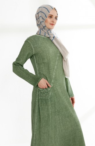 Cotton Gauze Fabric Pocket Dress 9023-06 Green 9023-06