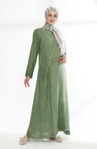 Şile Bezi Yıkamalı Elbise 9023-06 Yeşil