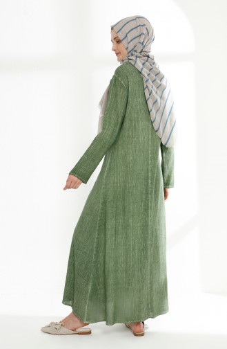 Şile Bezi Yıkamalı Elbise 9047-04 Yeşil