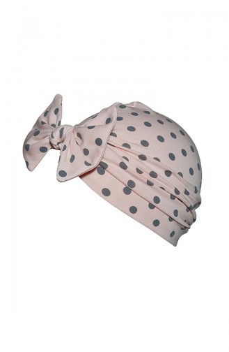 Baby Polka Dot Bow Detailed Bonnet BCB019 Pudra 019