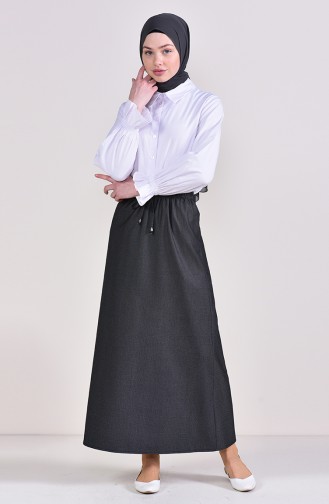 Elastic Waist Skirt 1002E-01 Black White 1002E-01
